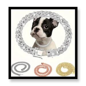 1pc Diamond Cuban Chain Dog Collar -